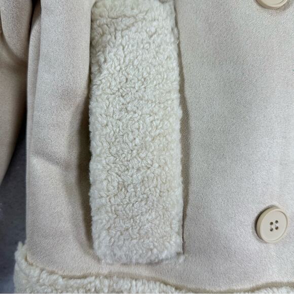 Area Stars Aurora Bomber Jacket Faux Suede Shearling Crop Boho Ivory Size M NEW - Picture 12 of 15
